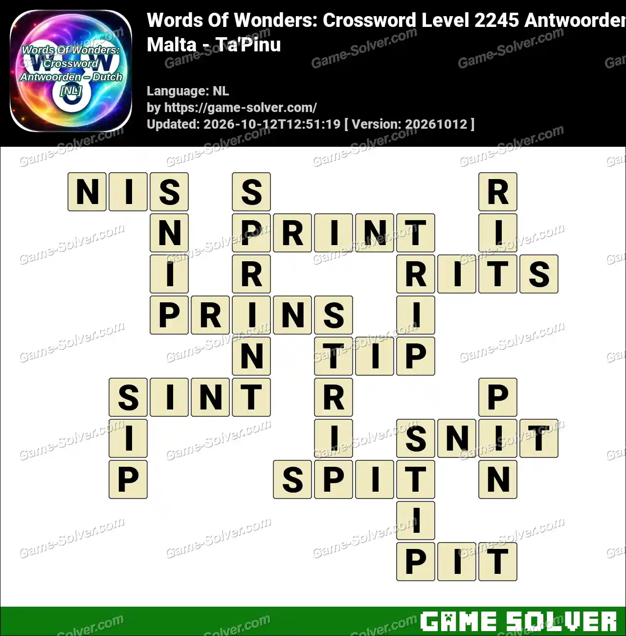 Words Of Wonders: Crossword Level 2245 Antwoorden – Malta – Ta’Pinu